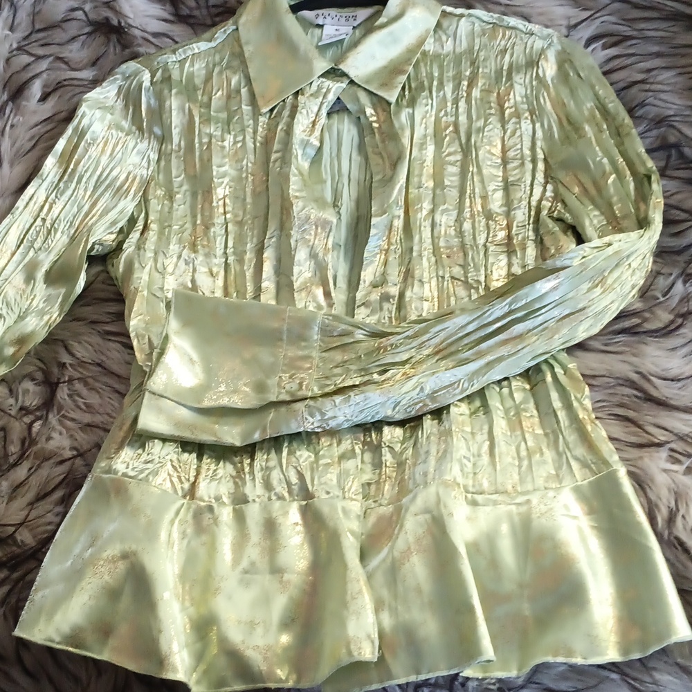 ALLISON TAYLOR crinkle poly blouse